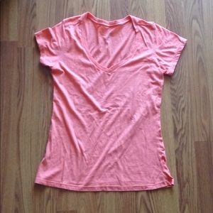Coral v neck cotton tee